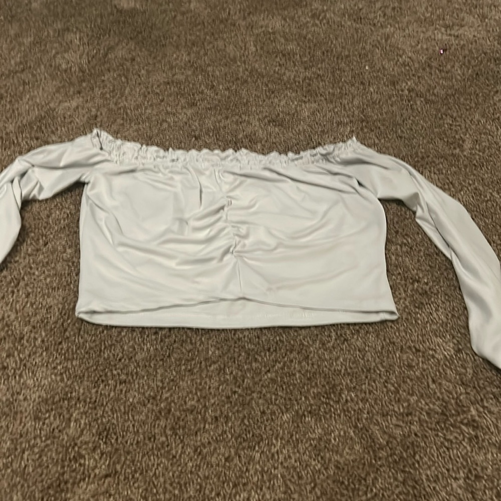 White cropped dress shirt